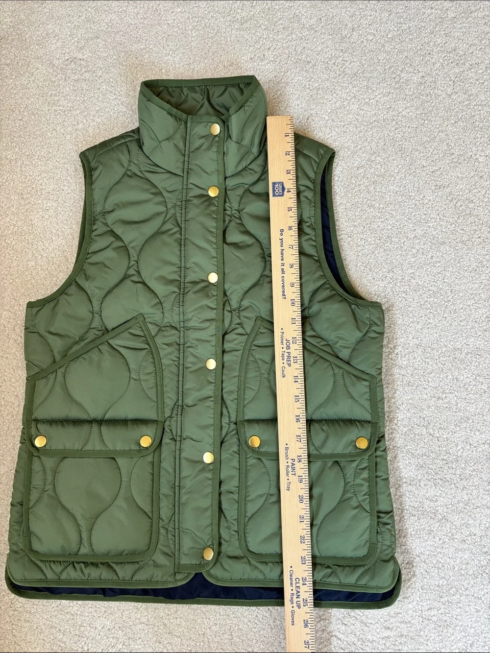 J Crew Green Primaloft Puffer Zip Snap‎ Vest Women’s Small $148